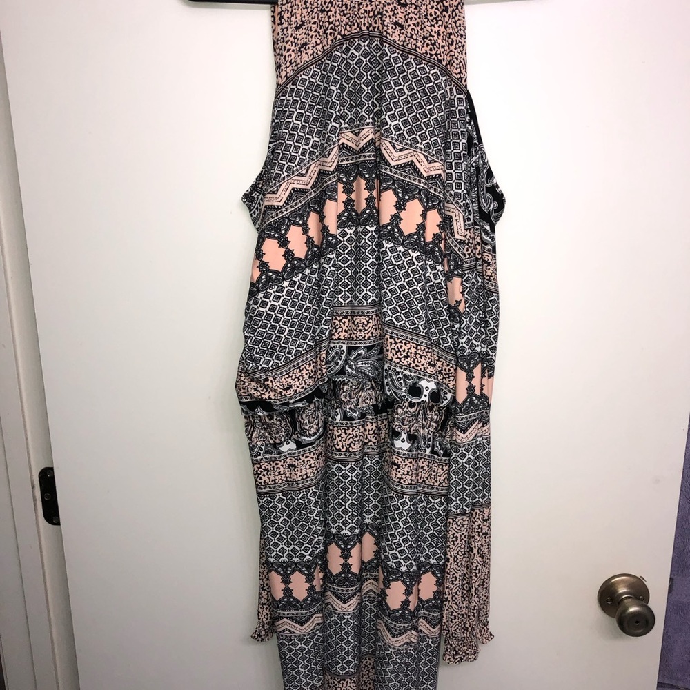Cato Peach and Black Patterned Dress